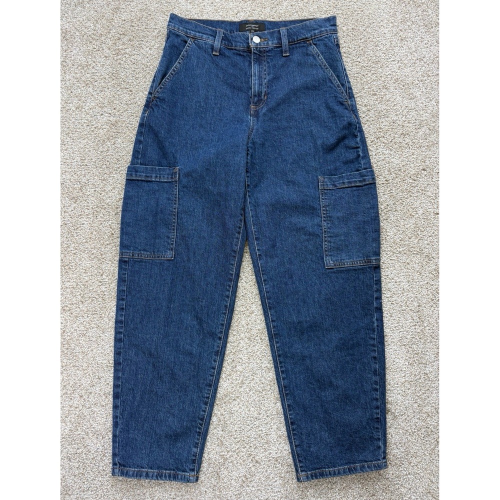 Banana Republic Barrel High Rise Jeans Womens 27/4 Ankle Dark Wash Stretch Denim